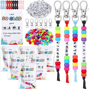 lot 55041 image: Suncalla 984 Pcs 24 Set Back to School Keychain Making Kit DIY Bead Key Chain Crafts Adjustable Letter Beads Cards Strings Kit Welcome First Day of School Gift Jewelry Making Supplies Party Favors