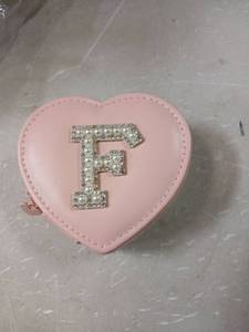lot 55067 image: Pink Heart Jewelry Box with Pearl Letter F