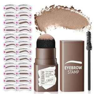 lot 18295 image: Eyebrow Stamp Stencil Kit - Long-Lasting Eyebrow Powder with Brush, Waterproof & Smudge-Proof Brow Shaping Kit with 24 Reusable Thin & Thick Eyebrow Stencils for Voluminous Brow (Light Brown) (4 Pack)