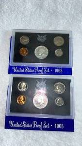lot 9 image: 2 1968 United States Proof Sets