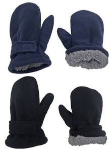 lot 4802 image: NIce Caps Baby Toddler Mittens Kids 2 Pairs Fleece Gloves Winter Warm Sherpa Lined (BlackNavy Pack, 4-6 Years)
