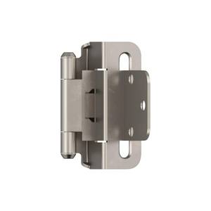 lot 4828 image: Amerock Cabinet Hinge 38 inch (10 mm) Inset �hinge Satin Nickel 2 Pack Self-Closing hinge Partial Wrap hinge Cabinet Door hinge