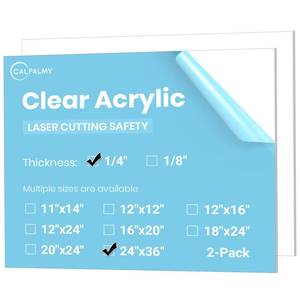 lot 4831 image: CALPALMY (2-Pack) 24x36 Inch Clear Acrylic Sheet - 14 Inch Thick Acrylic Plexiglass Panel for Laser Cutting, DIY Crafts, Signage, and Engraving Projects Retail- $48