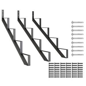 lot 4833 image: DIYHD Steel Stair Riser 4 Step Stair Stringer for Deck Height 35in,Powder Coated Black,MAX Load Capacity500lbs,3pcs Retail- $76