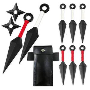 lot 4836 image: OOHGLITZ 11-Piece Anime Ninja Cosplay Kit, Plastic Ninja Kunai (10.25.1), Shuriken Ninja Stars (3.5) Set with Pouch for Anime Fans, Ninja& Martial Arts Props Black