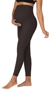 lot 4848 image: Sunzel Sunzfly Maternity Leggings for Women Over The Belly Buttery Soft Pregnancy Yoga Pants for Autumn Winter Work Out Lounge 78 Length 25 Inseam (Seal Brown, Medium)
