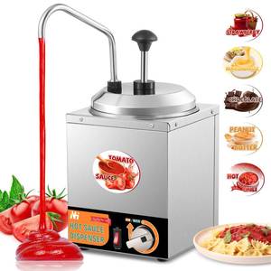 lot 4857 image: Newhai Electric Nacho Cheese Dispenser with Stainless Steel Pump 2.6QT Sauce Warmer 86-190 Adjustable Hot Fudge Dispenser 110V US with 9 Stickers Retail- $110