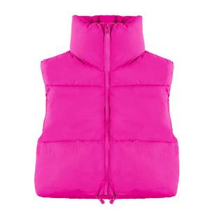 lot 4883 image: Hixiaohe Womens Winter Crop Vest Puffer Lightweight Stand Collar Padded Vest Zip Up Sleeveless Jacket(Rose Red,XS)