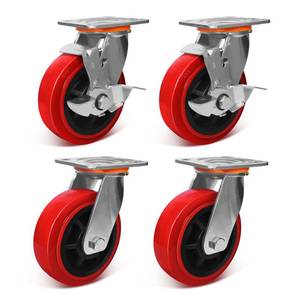 lot 4896 image: 6x2 Industrial Grade Polyurethane Casters, Set of 4 5000 lb Capacity Polyurethane on Polypropylene Wheel- Use for Industrial Equipment Logistics and Aviation Equipment (2 Brake & 2 Swivel) Retail- $110