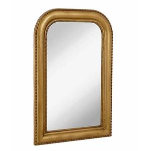 lot 4900 image: Hamilton Hills 20 x 30 Classic Gold Framed Rich Framed Top Round Corner Mirror - Thick Arched Top Rich Wall Mirror - Vanity for Bathroom Decor, Bedroom, Living Room - Hangs Horizontal or Vertical Retail $140
