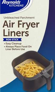 lot 4907 image: Reynolds Kitchens Air Fryer Liners Disposable, Unbleached Parchment Paper Sheets, 8 Count
