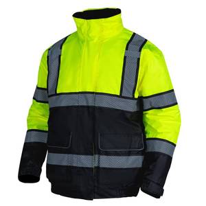 lot 4908 image: FONIRRA High Visibility Safety Bomber Jackets with Fleece Liner, ANSI Class 2 Reflective Waterproof Jacket for Men, XL