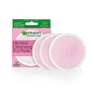 lot 4951 image: Garnier Micellar Cleansing Eco Pads, Reusable, 3 Ultra-soft Microfiber Pads, 1 Count (Packaging May Vary)