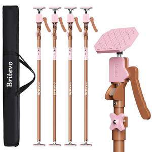lot 2059 image: Britevo 4PK Adjustable Telescopic Support Pole - Cabinet Jack, Heavy Duty Third Hand Support System, Support Road, Drywall Lift, Dust Barrier &amp Cargo Bar, 54-115, Holds 154lbs - Retail $80