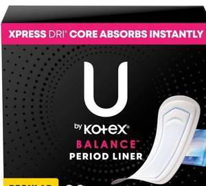 lot 2060 image: U by Kotex Balance Fragrance Free Panty Liners - Regular - 55 count