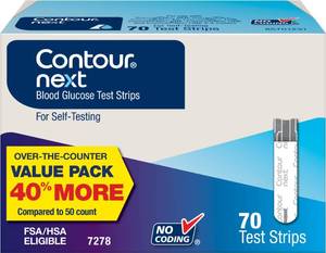 lot 2062 image: Ascensia Contour Next Blood Glucose Test Strips for Diabetes 70 Count (1 Pack) - Accurate, No Coding, Second-Chance Sampling, Compatible with All Contour Next Meters for Easy Blood Sugar Testing - Retail $27