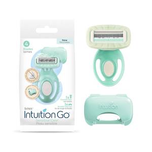 lot 2064 image: Schick Intuition Go Disposable Razor for Sensitive Skin, 1ct, Razors Sensitive Skin, Womens Disposable Razors with Organic Aloe, Travel Razor  Stocking Stuffer - Retail $6