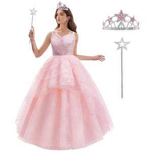 lot 2065 image: Miltrs Women Pink Witch Costume for Adult Pink BubbleTulle Dress Good Witched Princess Dress with Wand and Crown, Small - Retail $62
