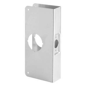 lot 2108 image: Prime-Line U 9551 Stainless Steel Lock and Door Reinforcement Plate for 1-34 In. Thick Doors, Stainless Steel Finish (Single Pack) - Retail $9