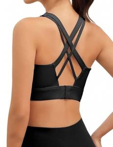 lot 2116 image: Sports Bras for Women, High Impact Push Up Criss Cross Back Padded Strappy Workout Running Sports Yoga Bras for Large Bust Large  - Retail $19