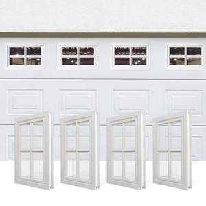 lot 2124 image: NeatiEase 4 Pcs Garage Door Windows, Replacement Vinyl Windows Inserts Kit with UV Resistant Resin Glass for Exterior Garage Doors (Cross Design) - Retail $200