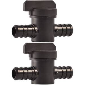 lot 2127 image: SharkBite 12 Inch Poly Crimp Ball Valve, Pack of 2, PEX Pipe, PE-RT, 24606Z2 - Retail $16
