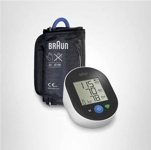 lot 2133 image: Braun ExactFit 2 Blood Pressure Monitor for Home Use - Accurate Blood Pressure Machine, Color-Coded Results, Large Display BP Monitor, Universal Upper Arm Cuff, 30 Memory Slots  - Retail $44