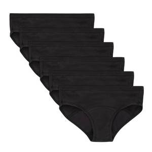 lot 2137 image: Hanes Girls Big Underwear, Comfort, Period. Panties, Moderate Protection, 6-Pack, Hipster-Black-6 Pack, Size 18 - Retail $15