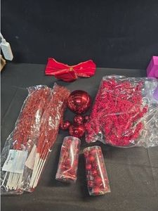 lot 2145 image: Red Christmas Decor Lot&nbsp