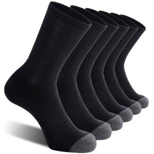 lot 2153 image: CelerSport 6 Pack Mens Athletic Crew Socks, Work Boot Socks with Full Cushion, Black, Shoe Size 7-9 - Retail $20