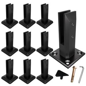 lot 2166 image: Cvter Black Glass Railing Spigot, 10 Pack, Heavy Duty Glass Clamp Post, 304 Stainless Steel Railing System for Stairs BalustersPoolBalconyPatioDeck (Net Weight 2.31lb) - Retail $180