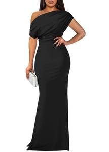 lot 2173 image: YMDUCH Womens Elegant Sleeveless Off Shoulder Bodycon Long Formal Party Evening Dress Black, Large - Retail $54