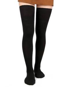 lot 2174 image: Moon Wood Women Thigh High Socks Black Over the Knee Leg Warmer Girls Tall Long Stockings, 1 Pack - Retail $10