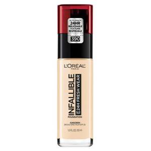 lot 2194 image: L Oreal Paris Infallible Fresh Wear 32 Hr Liquid Foundation Makeup  390 Snow  1 fl oz - Retail $23