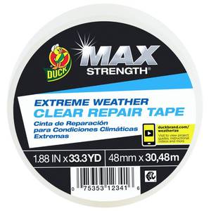 lot 3002 image: Duck Brand All Weather IndoorOutdoor Repair Tape, Weatherproofing, Clear &amp UV Resistant, 1.88-Inch x 33.3-Yards, Single Roll, 281230&nbsp