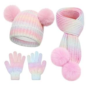 lot 3005 image: Kids Winter Hat Gloves Scarf Set, Toddler Girls Fleece Lined Pom Beanie, Warm Neck Warmer &amp Gloves, Winter Christmas Gift Set for 3-10 Years Kids Cold Weather&nbsp