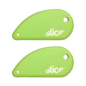 lot 3013 image: Slice Micro Safety Cutter  Safe Ceramic Box Cutter Lasting 11x Longer than Metal  Keychain Box Opener  2 Pack  Green - Retail $18