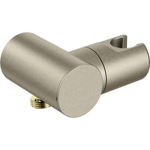lot 3024 image: Moen A755BN Drop Ell with Integrated Holder For Handheld Shower, Brushed Nickel - Retail $138