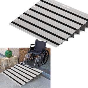lot 3028 image: Nuvium 6 Rise Door Threshold Ramp with Updated Fixable Screws, Stable Portable Wheelchair Ramp for Home Steps, Aluminum Door Entry Ramps for Scooters, Power Chairs, Walkers, 800LBS Load Capacity - Retail $140