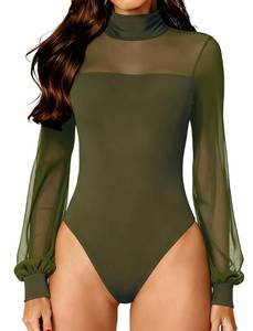 lot 3037 image: Avidlove Long Sleeve Body Suits Womens Mesh Turtleneck Bodysuit Slimming Double Lined Body Suit Sexy Nye Tops 2025, ML - Retail $23