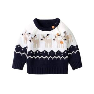 lot 3060 image: Toddler Baby Girl Boy Christmas Clothes Knit Sweater Deer Pullover Sweatshirt Warm Crewneck Long Sleeve Tops Winter Outfit - Retail $22
