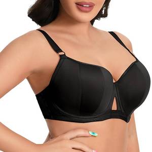 lot 3063 image: TESOON Women Plus Size Bra for Comfort Seamless Breathable Underwear Full Cups Adjustable Everyday Bra Black 34G - Retail $18