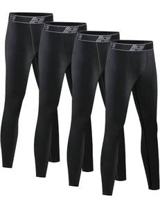 lot 3064 image: HOPLYNN 4 Pack Youth,Big kid, Boy s Compression Pants Leggings Tights Quick Dry Athletic Base Layer Under Pants Gear for Kids Football Basketball Sports -4 Black-M - Retail $20
