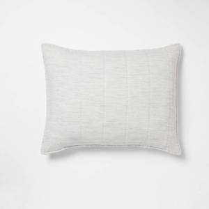 lot 3068 image: Standard Space Dyed Cotton Linen Sham Light Gray - Threshold Woven Zipper Closure, OEKO-TEX Certified - Retail $30