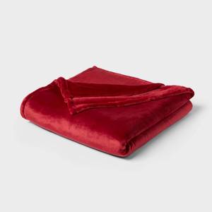lot 3081 image: King Microplush Blanket Red - Threshold - Retail $40