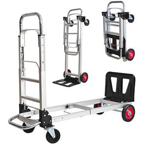 lot 3094 image: EAGWON 3-in-1 Aluminum Folding Hand Truck Dolly, 330 lbs Heavy Duty Convertible Cart with Retractable Handle, 4 Universal Rubber Wheels �� Perfect for Home, Office, Warehouse & Supermarket - Retail $80