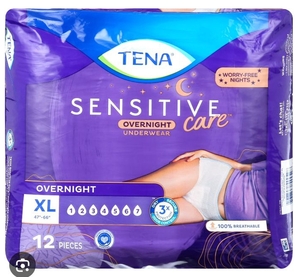 lot 3101 image: TENA Sensitive Care Overnight XL Underwear 14 Count  - Retail $18