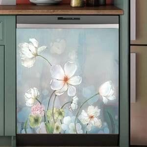 lot 3110 image: Dishwasher Magnetic Cover Floral Butterfly Design Waterproof Decorative Magnetic Art Decor for Kitchen Dish Washer Cover, 23 x 26 Inches - Retail $28