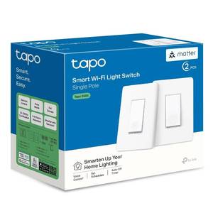 lot 3123 image: TP-Link Tapo Matter Smart Light Switch Voice Control wSiri, Alexa & Google Home  UL Certified  Timer & Schedule  Easy Guided Install  Neutral Wire Required  Single Pole  Tapo S505(2-Pack) - Retail $24