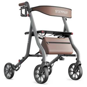 lot 3127 image: Titan Foldable Rollator Walkers with Seat, 7-Level Adjustable Handles Height, Reliable Parking & Braking System, Easy to Assemble and Use with Cane Holder & Storage Bag, 8 Big Wheels - Retail $130